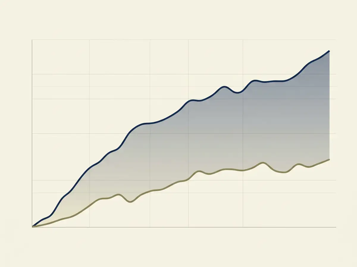 Grafiek van cumulatieve Ksa-boetes per jaar van 2022 tot en met maart 2026 met onderscheid tussen opgelegde en geinde bedragen