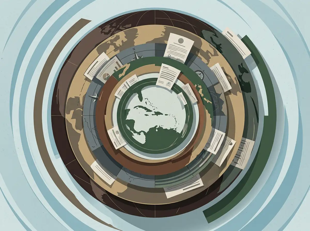 Visualisatie van de internationale compliance- en AML-druk op de Curaçaose gokmarkt vanuit FATF-evaluatie 2023 en landspakket-afspraken